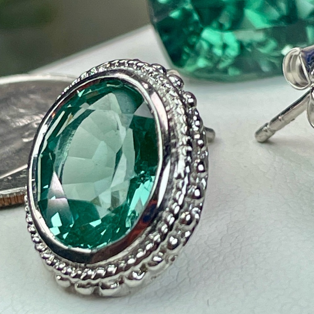 Clearance ‼️10ct Tourmaline Silver 925 Earrings Teal - Picture 12 of 12